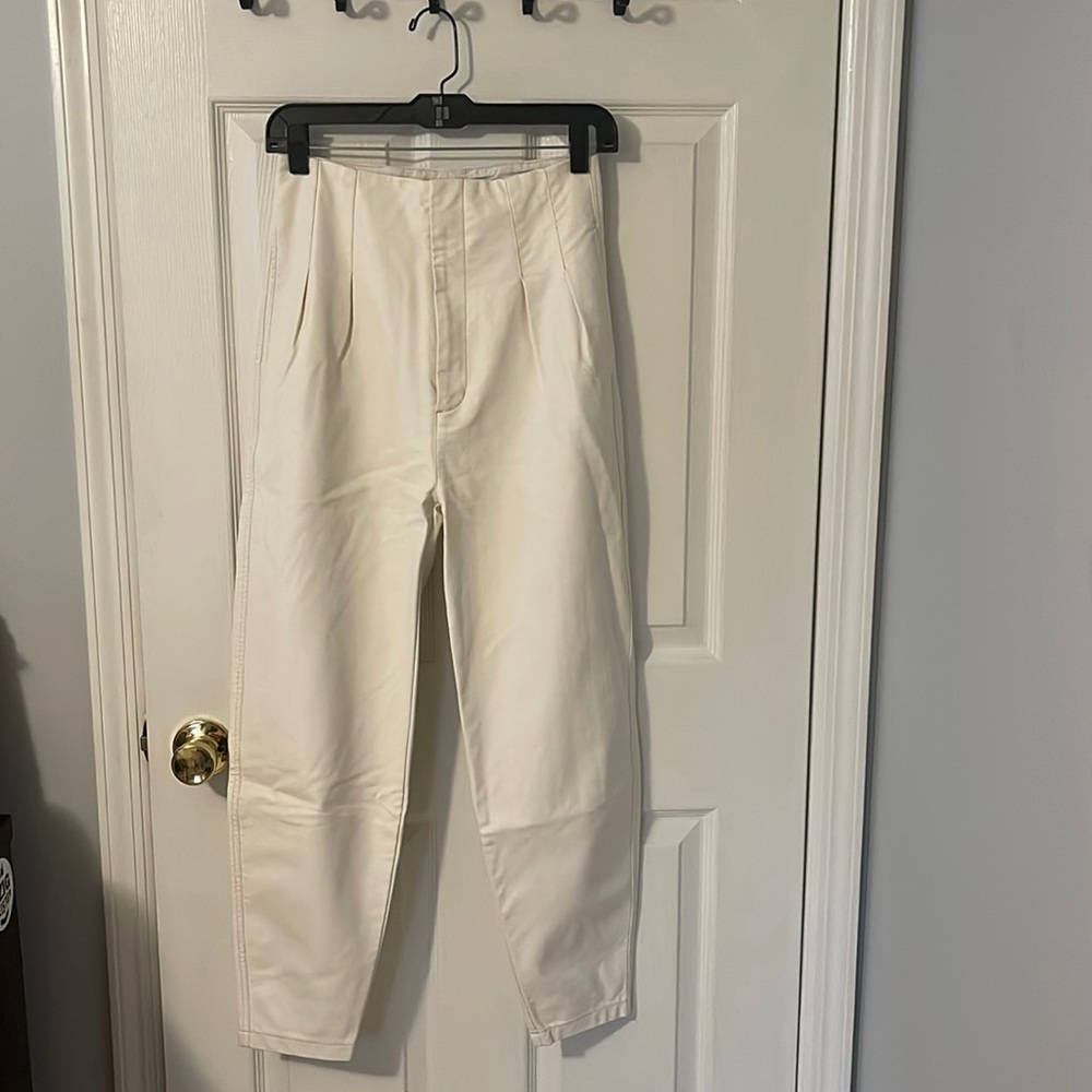 Free People white vegan leather high waisted trousers